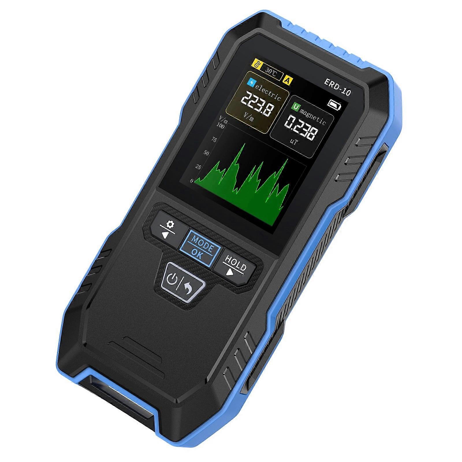 Electromagnetism Radiation Monitor 4 Detection Mode With Curved Display Rechargeable Design For Indoor Electromagnetic Analysis Multicolor