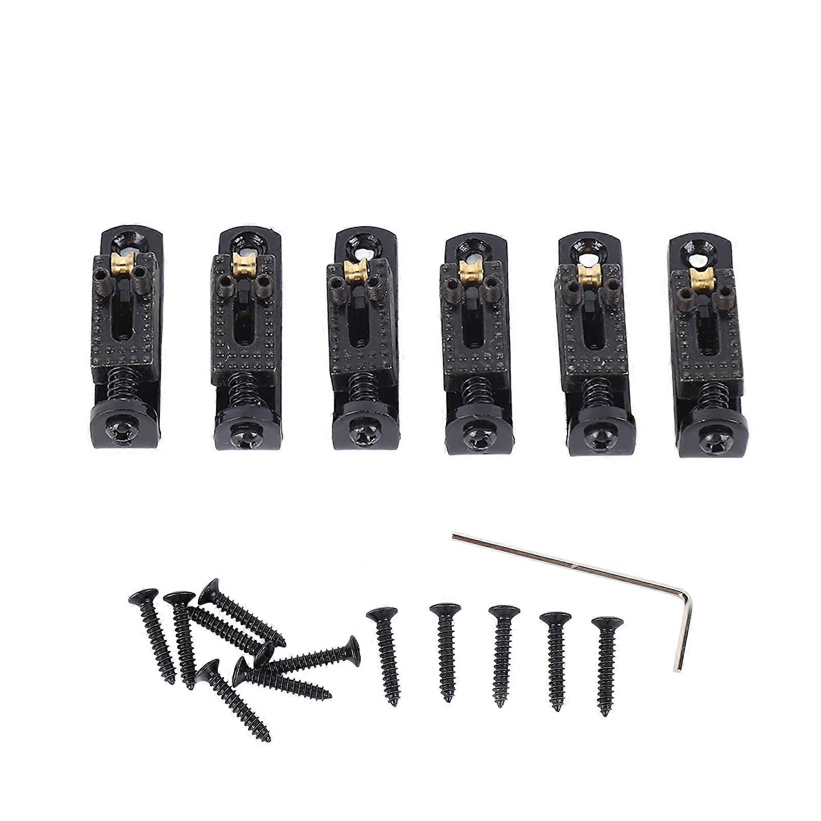 Electric Guitar Split Bridge Saddle Roller Ball String Plate Metal Tailpiece Accessories Black