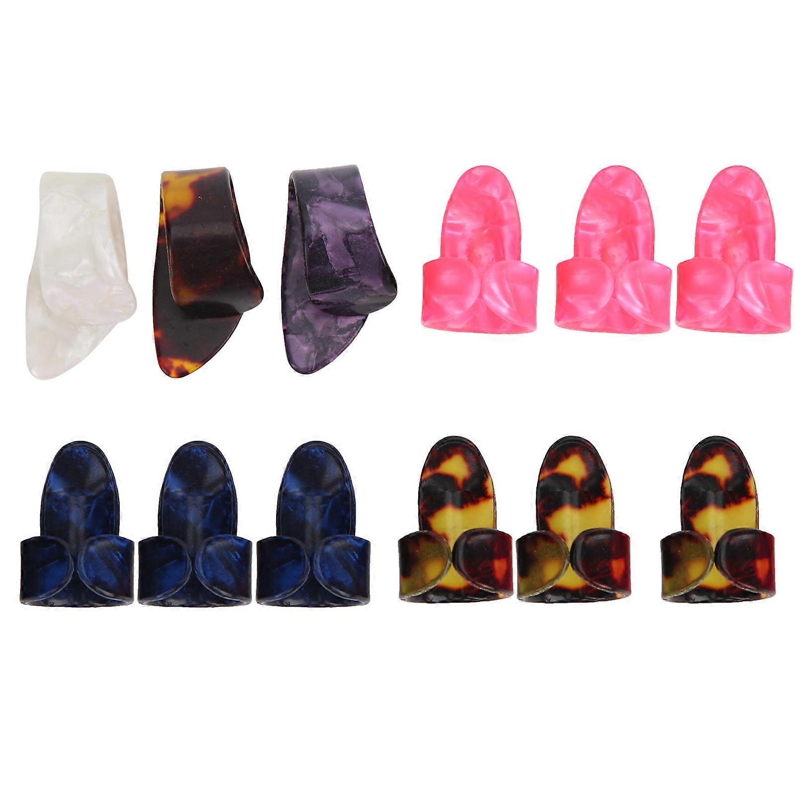 12Pcs Finger Picks Celluloid Thumb Index Finger κιθάρες αξεσουάρ με το κιβώτιο αποθήκευσης