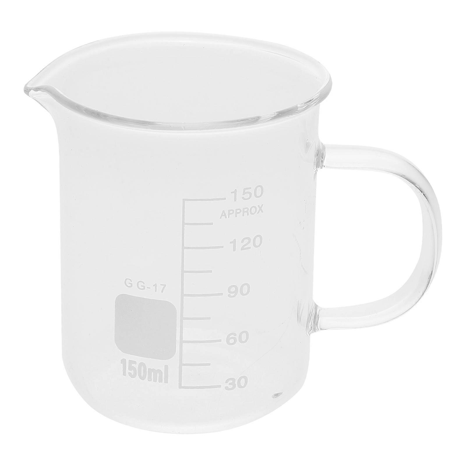 Glass Beaker with Handle – Heat Resistant Measuring Cup with Spill Proof Spout for Science, Kitchen, and Lab Use