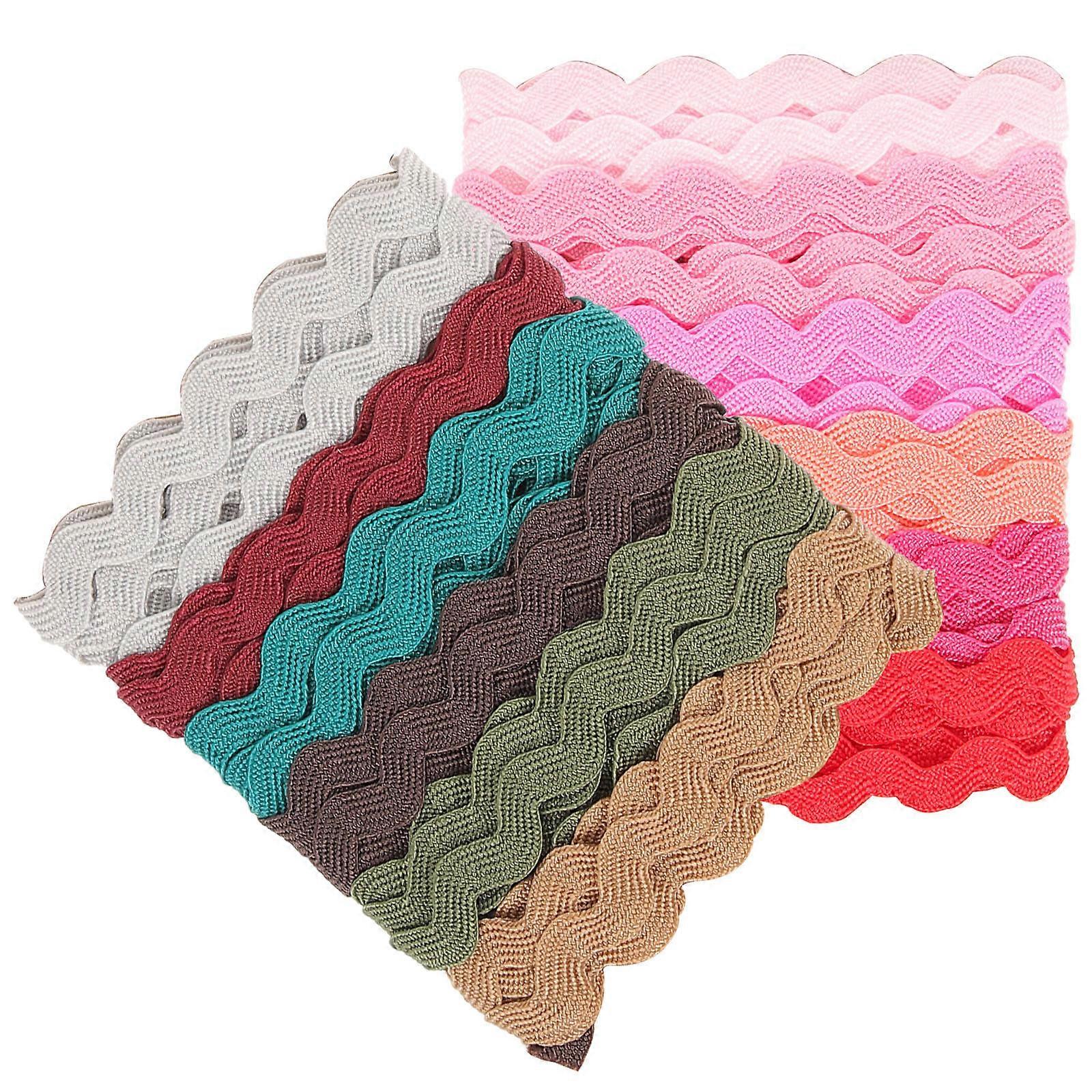 2 Rolls Wavy Bending Fringe Trim Ribbon Durable Decorative Fabric for DIY Clothes, Dresses, Gift Wrapping, and Crafts Fade Resistant & Bright
