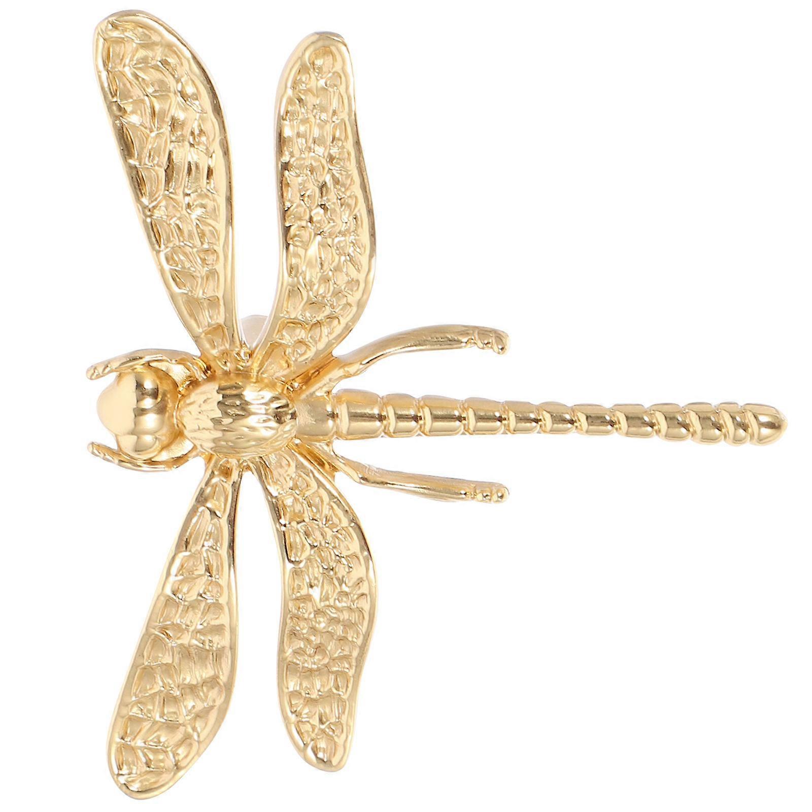 Golden Brass Cabinet Pulls with Unique Dragonfly Design for Doors and Drawers, 3.5 Inch Size