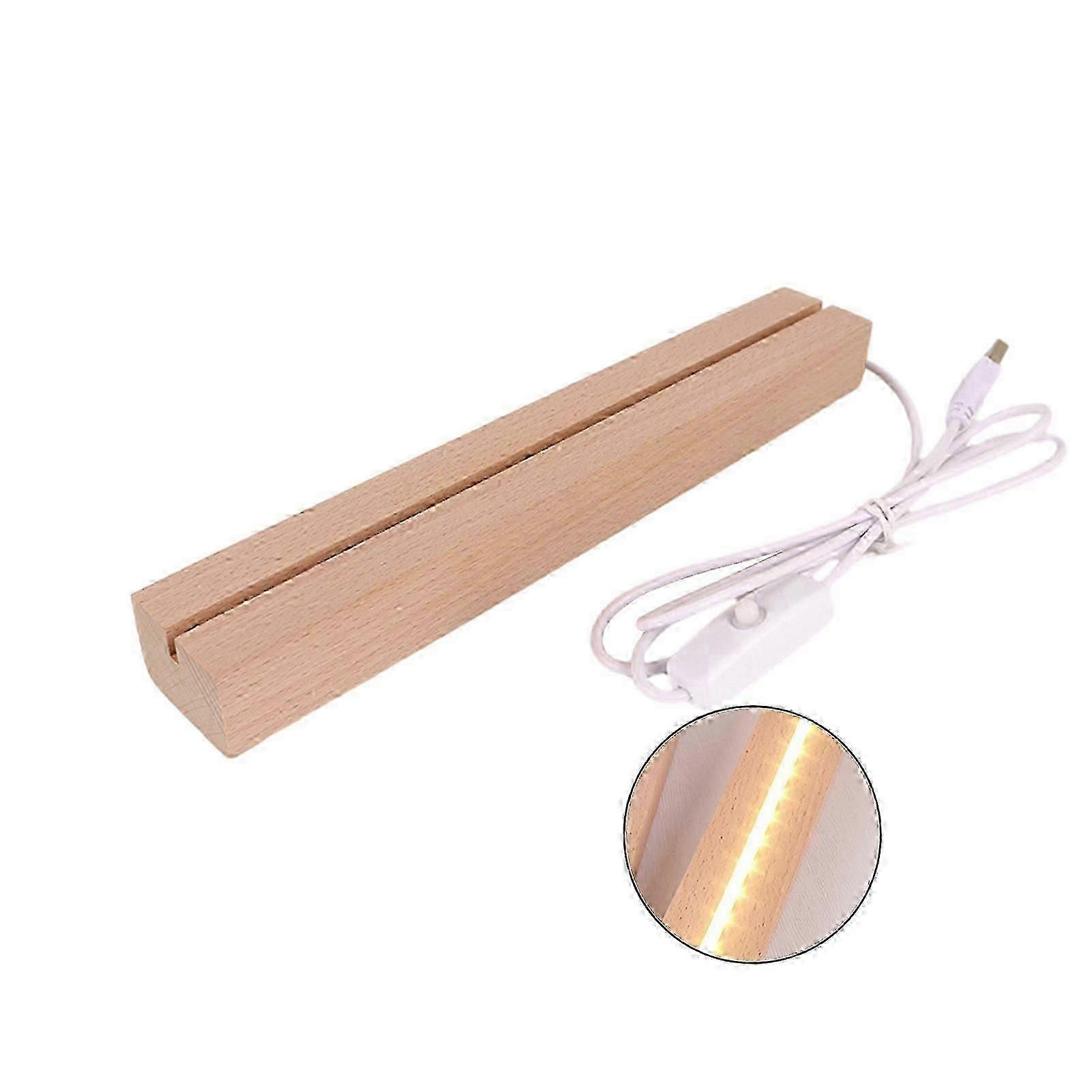 LED ليلة ضوء قاعدة مستطيل عرض قاعدة التمثال فو كريستال خشبية مضاءة قاعدة حامل USB شحن مصباح ليلي ديكور المنزل