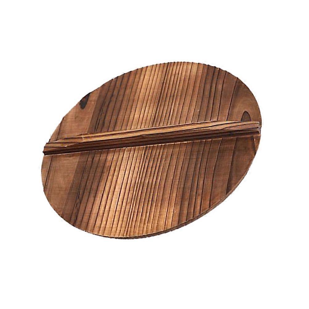 Wooden Pot Lid Protector for Kitchen Use Prevents Oil Splashing Large Handle Easy to Use Brown