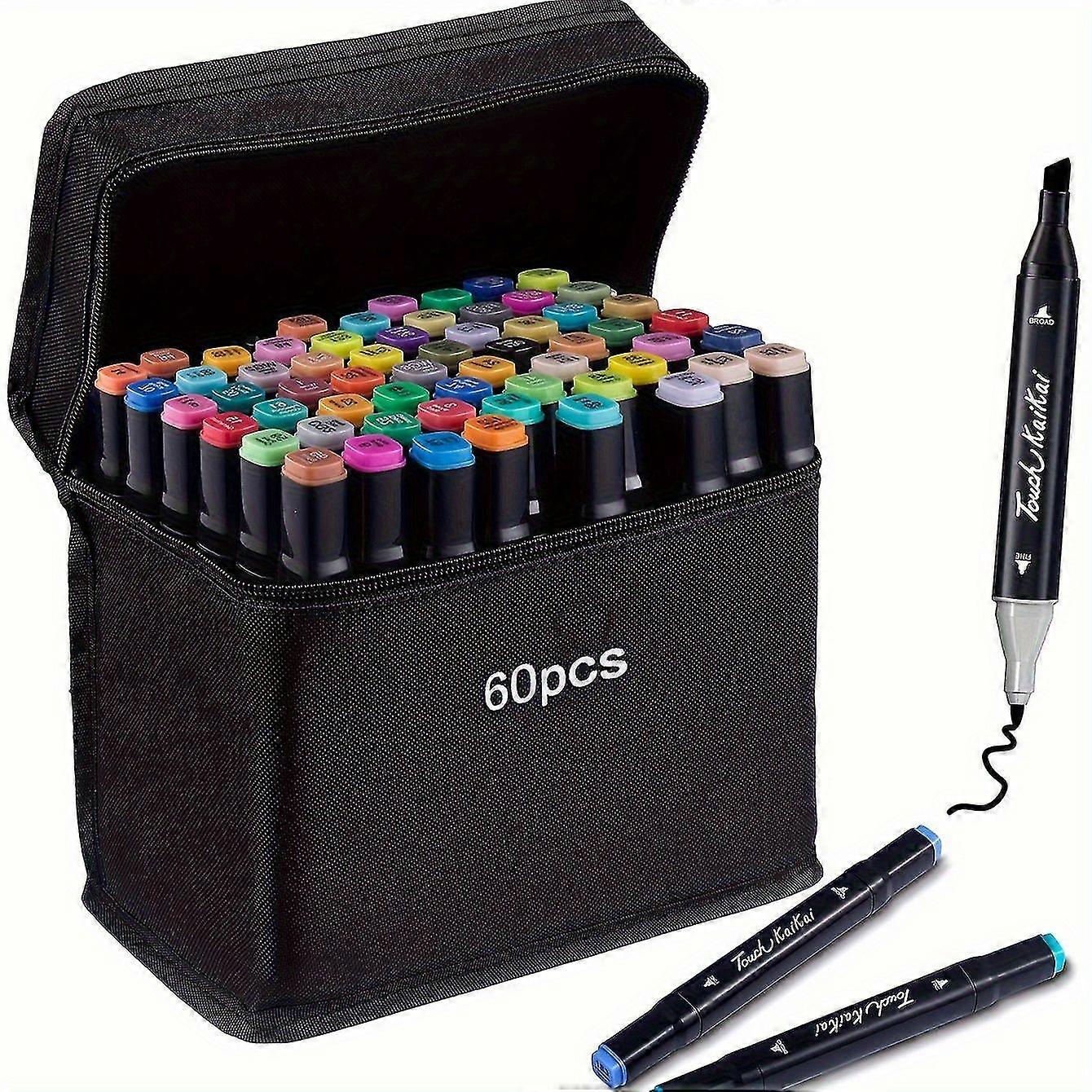 2025 60 Farben Marker Textmarker Dual Tip Permanent Sketch Art Marker für Künstler Erwachsene Pinsel & Meißel