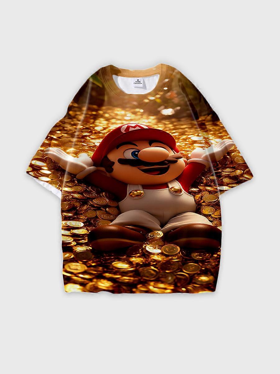 T-Shirt Round Neck Pattern Loose Fit Short Sleeve D2252 Patterned Tee