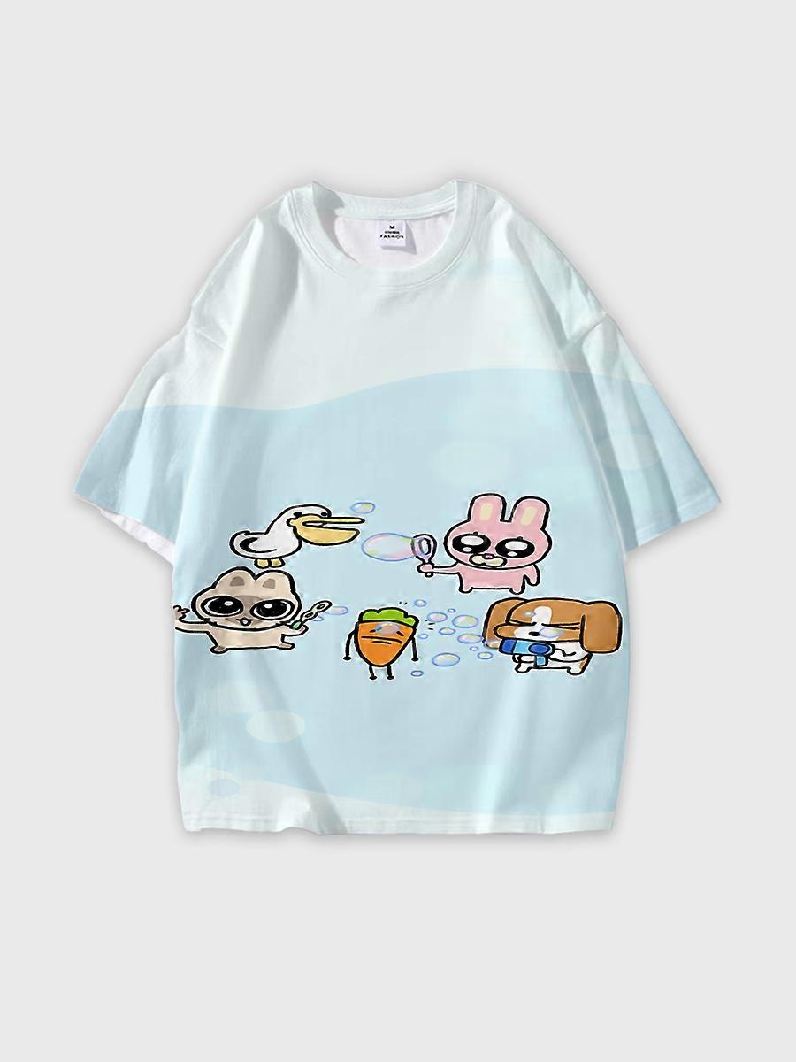 T-shirt short sleeve round neck summer casual loose D3255