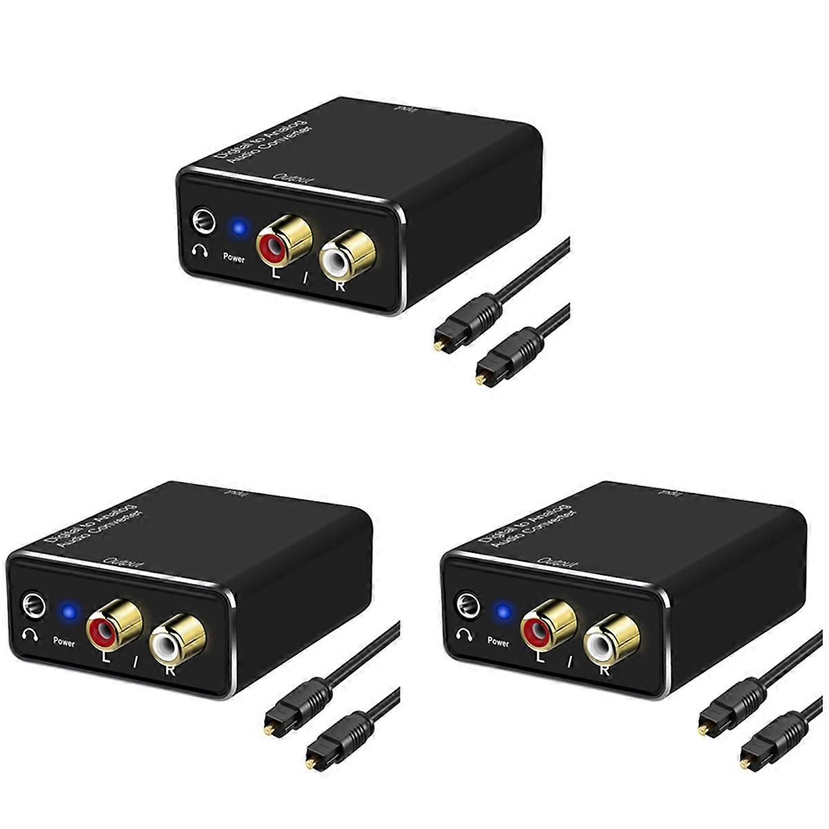 3X Digital to Analog Audio Converter, Digital SPDIF Optical to Analog L/R & 3.5mm AUX Stereo Audio A