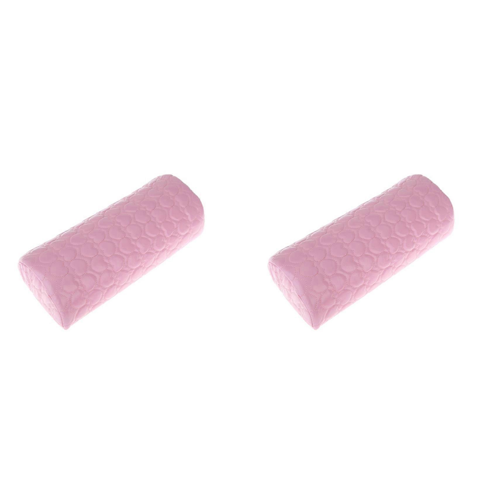 2X Manicure Tool Hand-Rest Cushions Holder Professional Soft Sponge Armrest Rest Cushion (Pink)