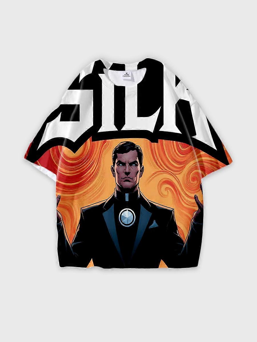 T-shirt round neck book Characters Pattern loose short sleeve E3091