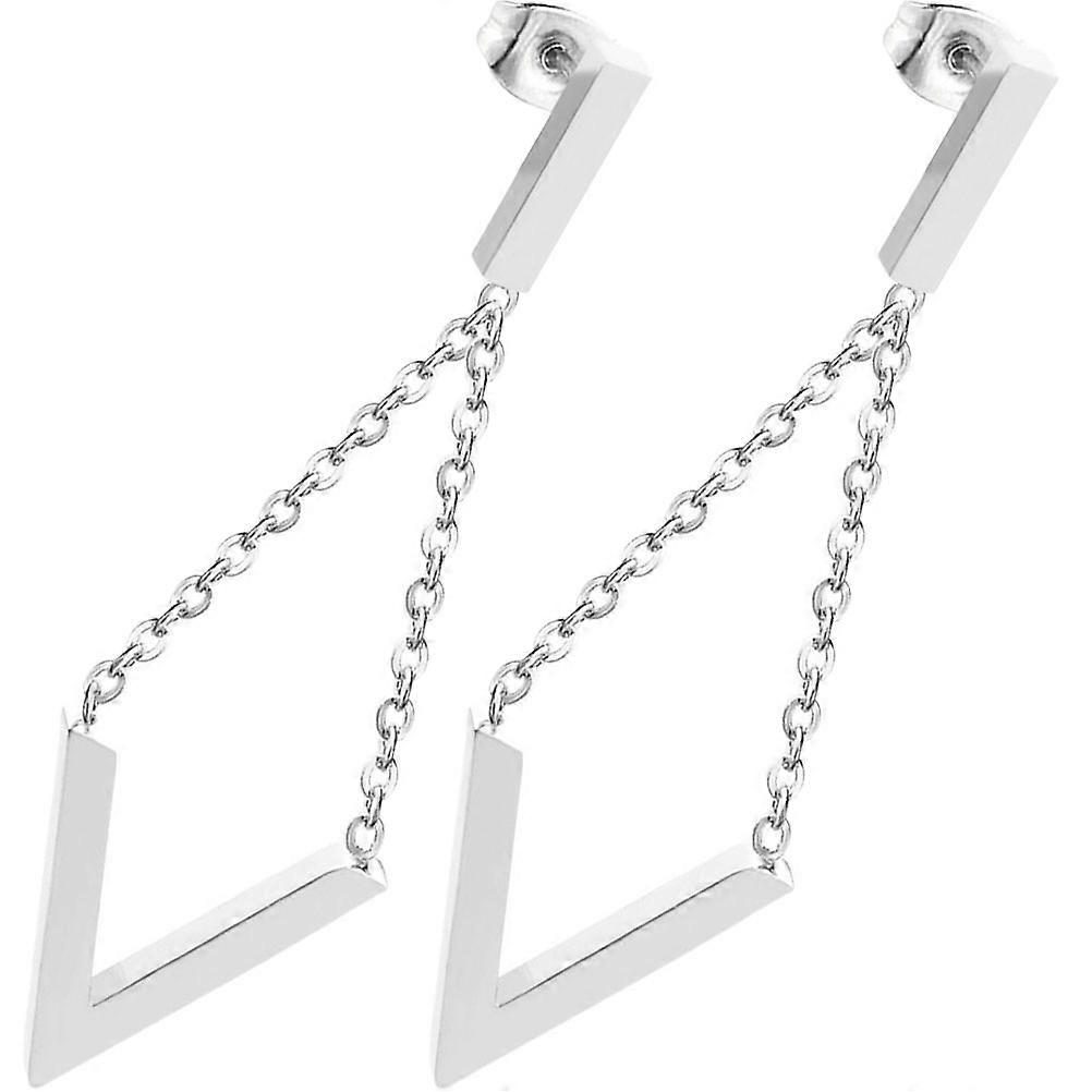 1 Pair Geometric Earrings Diamond Shaped Chain Earrings Dangle Drop Earrings