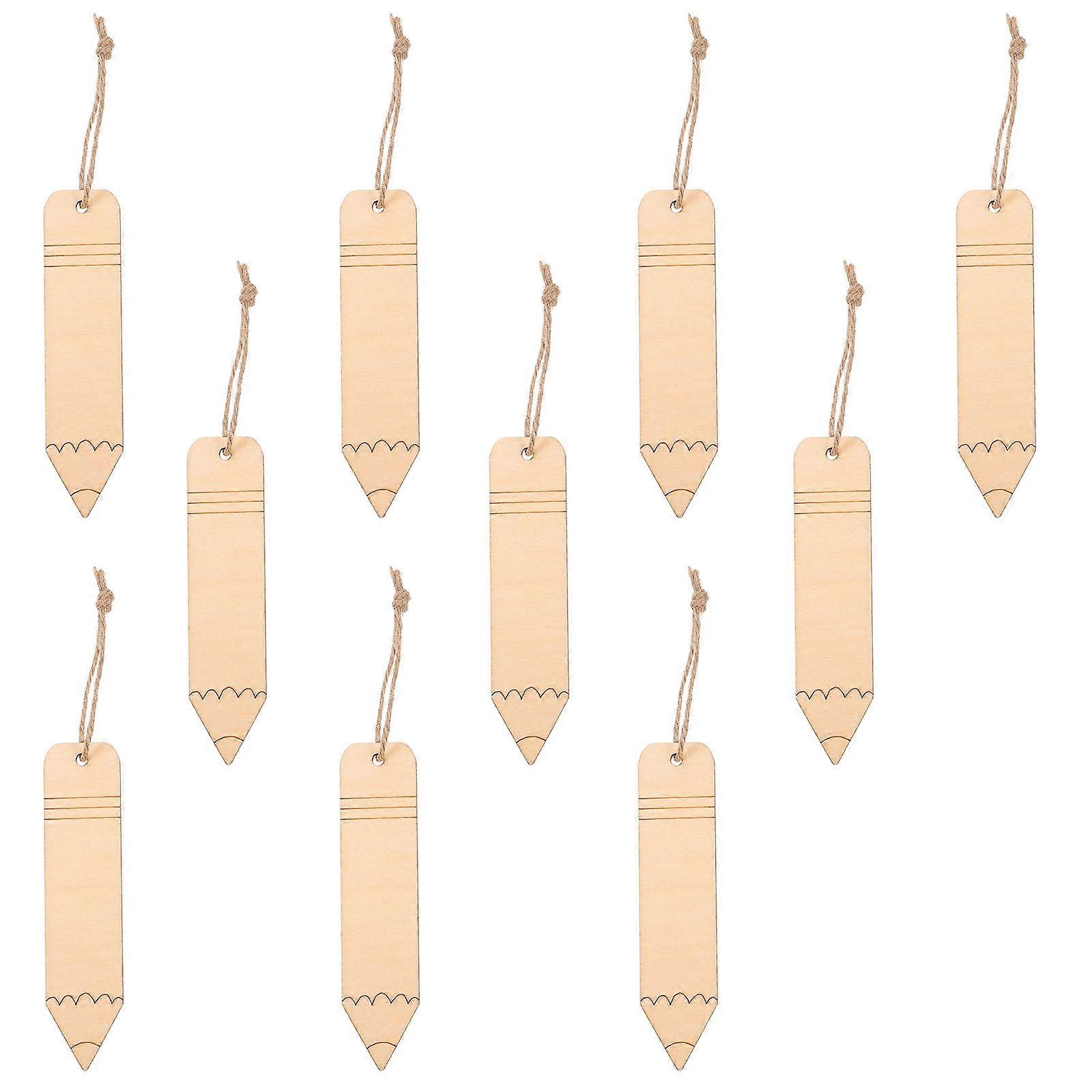 Wood Bookmark Blanks for DIY Crafting Light Brown Paintable Bookmarks with Hole 10pcs