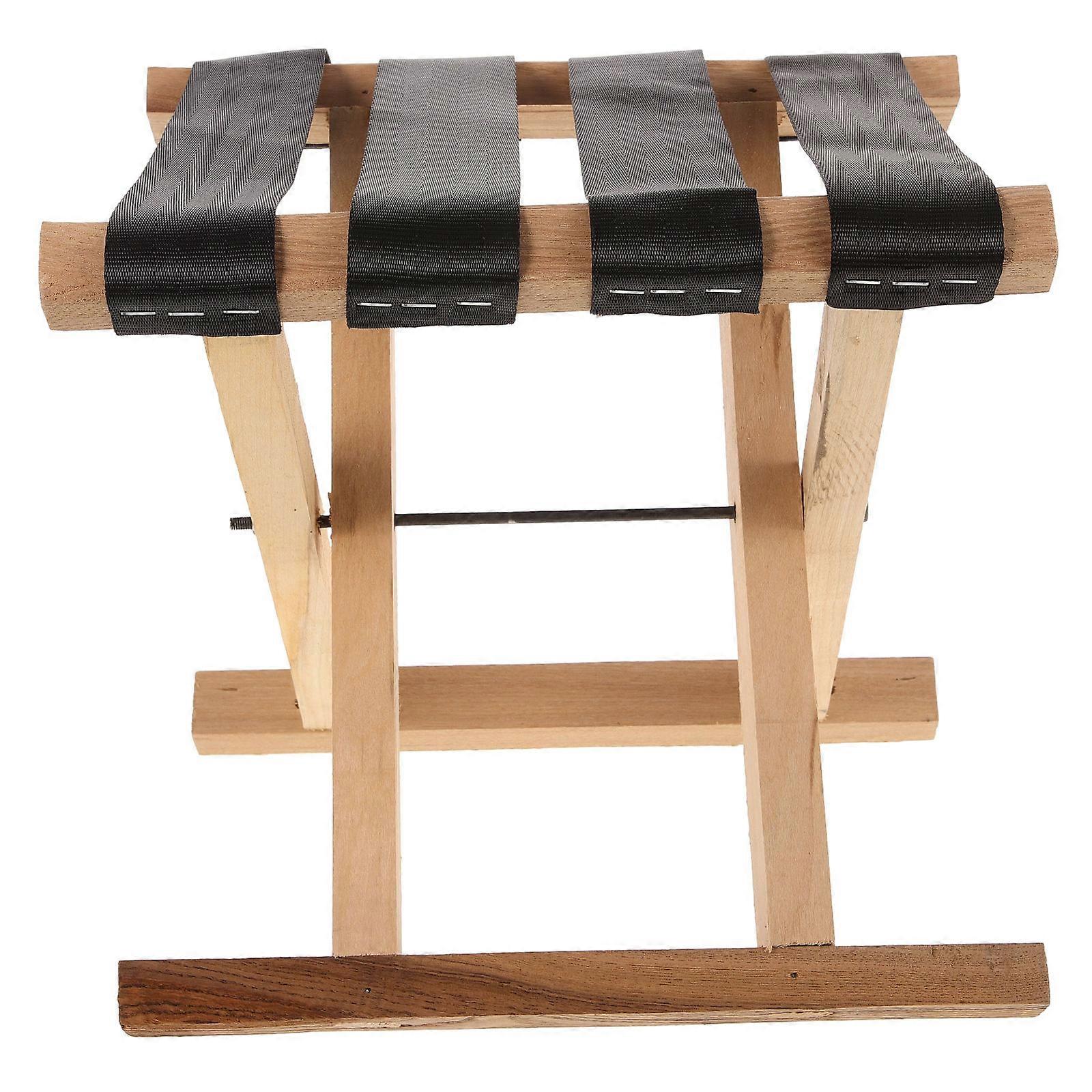 Folding Stool Camping Portable Rectangular Black Support Long-term Use 1Set