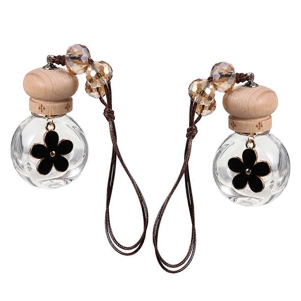 Scented Car Freshener Hanging Oil Car Essential Oil Hanging Bottle Essential Oils Diffusing Car Use 6ml Black 2Pcs