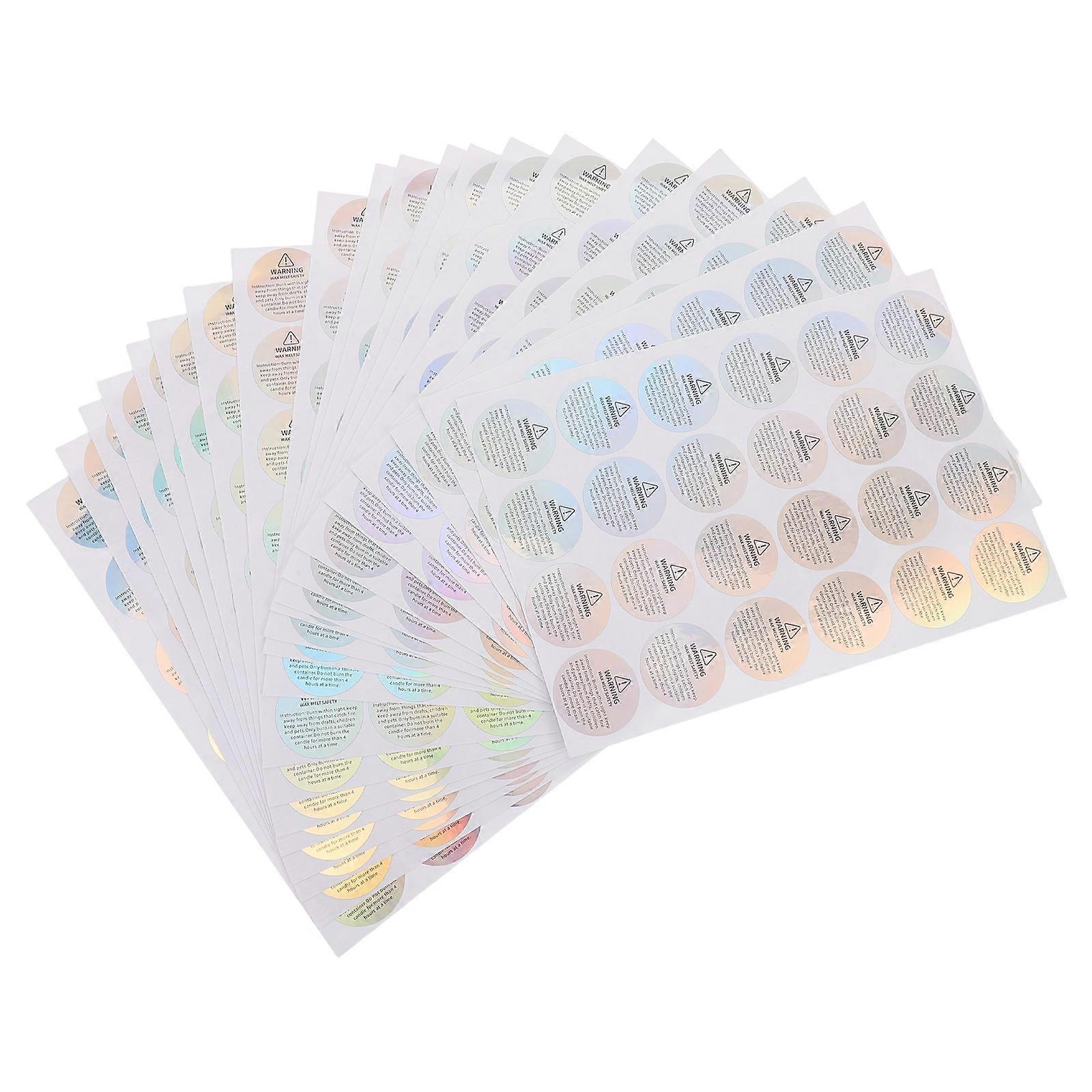 20pcs Holographic Candle Safety Stickers Bulk Pack for Jars, Tins, and Containers – Clear Warning Labels for Candle Making and Wax Melting, Versatile