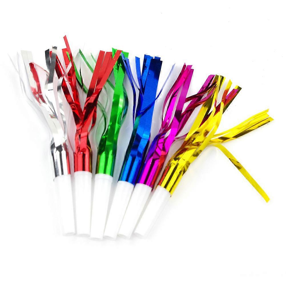 62PCS Children Favor Toy Party Blowouts Colorful Dot Noise Maker Tassel Whistles Prank Prop for Birthday Cheering