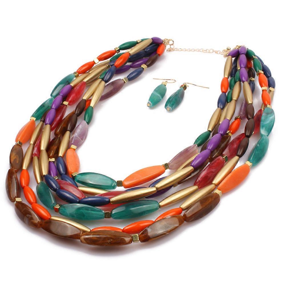 Multilayer Beads Necklace for Women with Plastic Material and Colorful Design for Decoration Multi