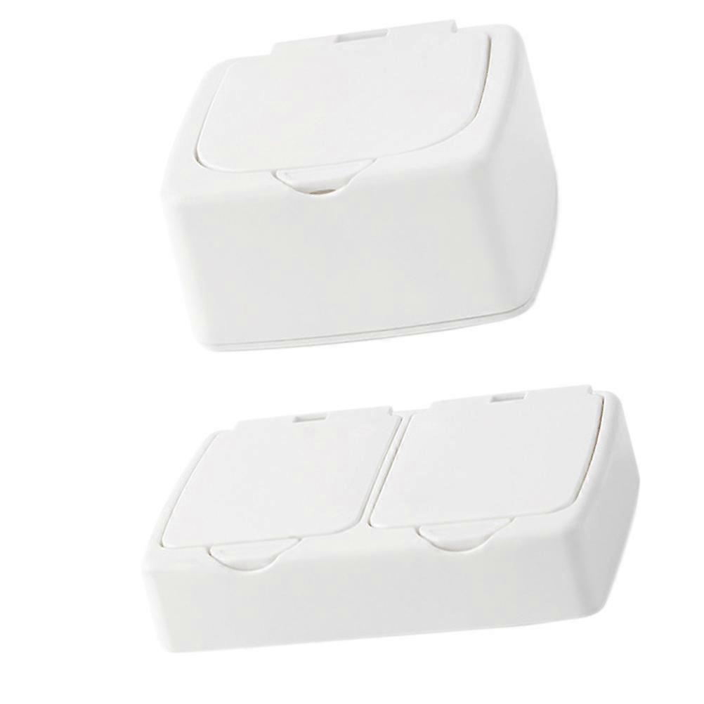 White Desktop Container for Small Sundries Storage Made of PP Material Keeps Desk Neat 2pcs
