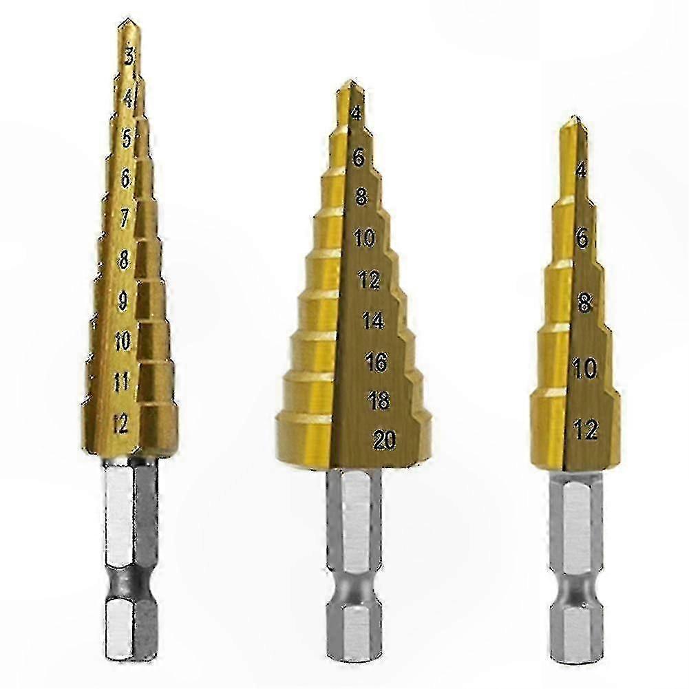 Titanium Coated Hex Core Step Drill Bit Set for Metal Hole Cutting