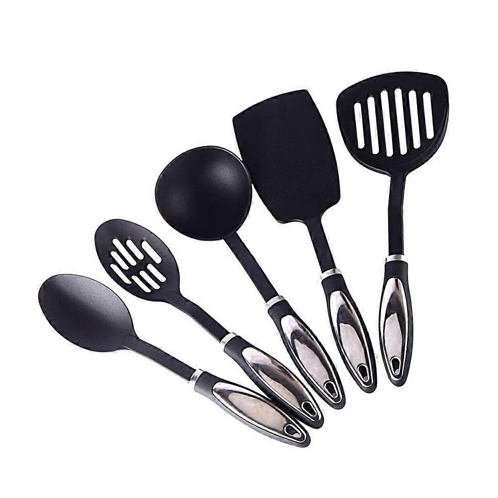 Black 5Pcs Cooking Utensils Set Nylon Kitchenware For Home Users Ideal For Cooking And Baking