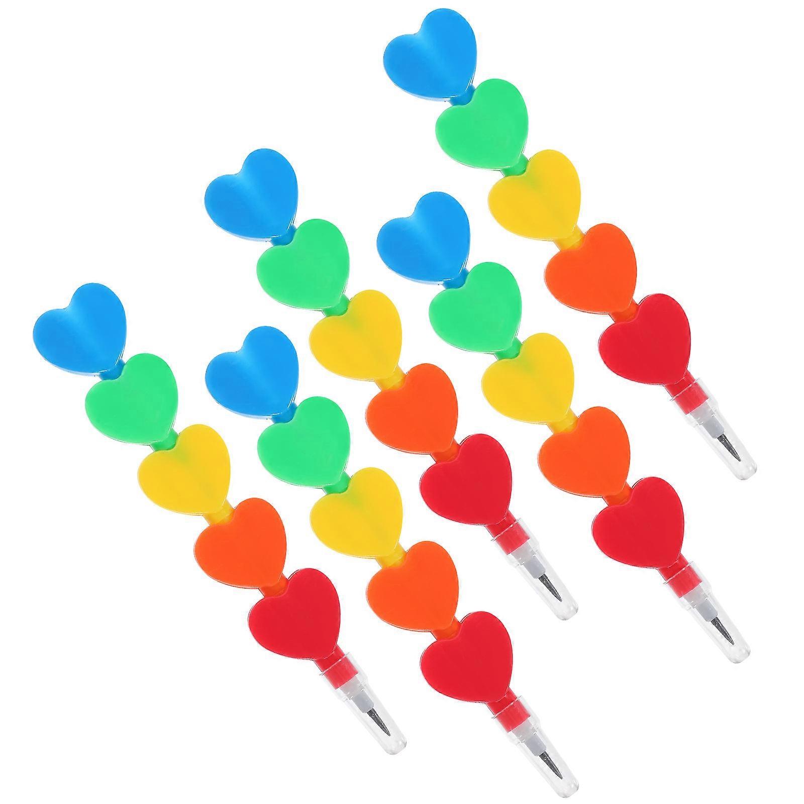 Kids Stackable Pencils 5Pcs Multi Plastic Pencils Mood-Boosting Colors Writing