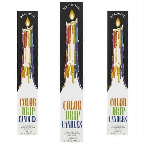 Multi-color Drip Taper Candles, 3-pack (6 Candles Total)
