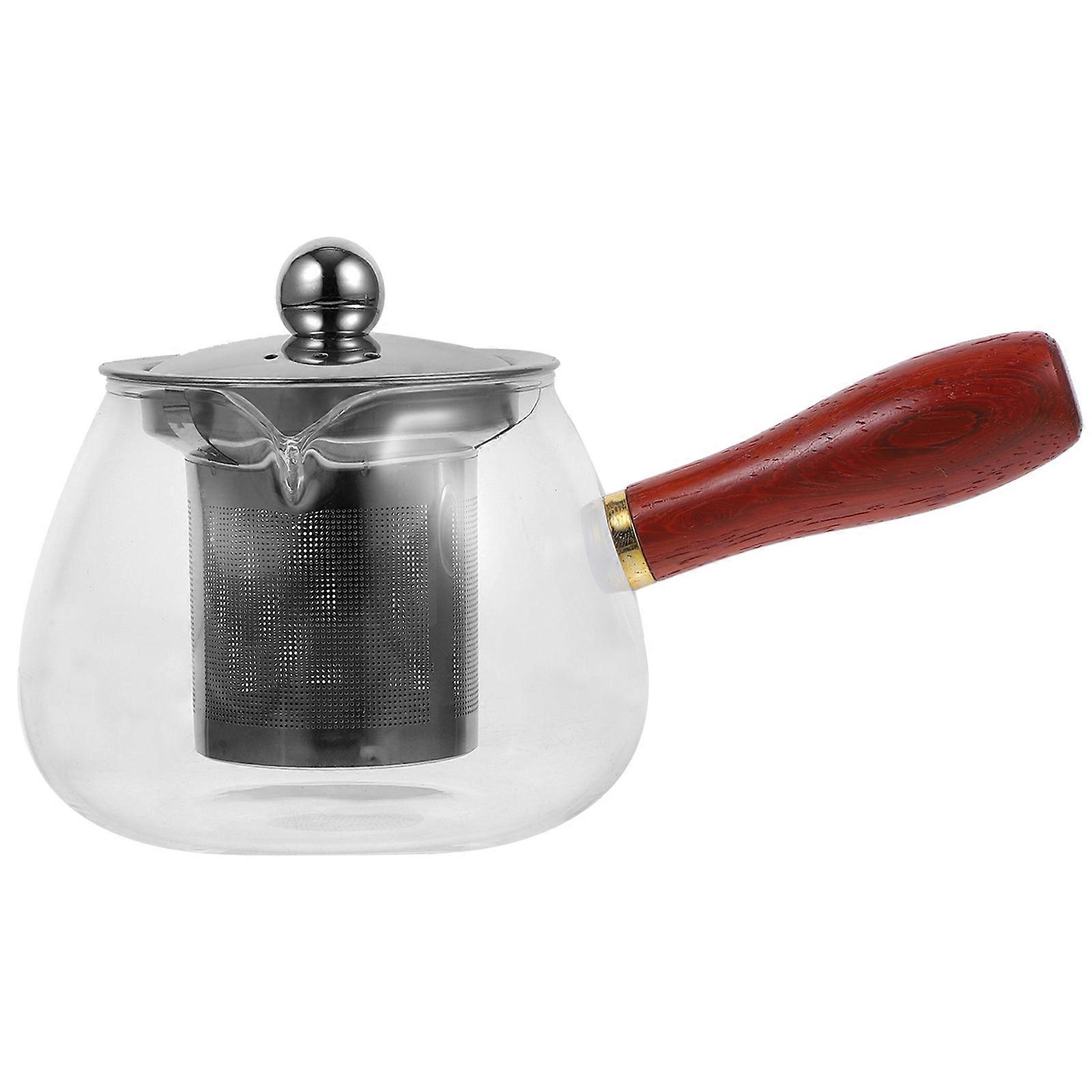 Classic Glass Teapot with Side Handle for Loose Leaf Tea and Coffee Suitable for Storage Use Transparent