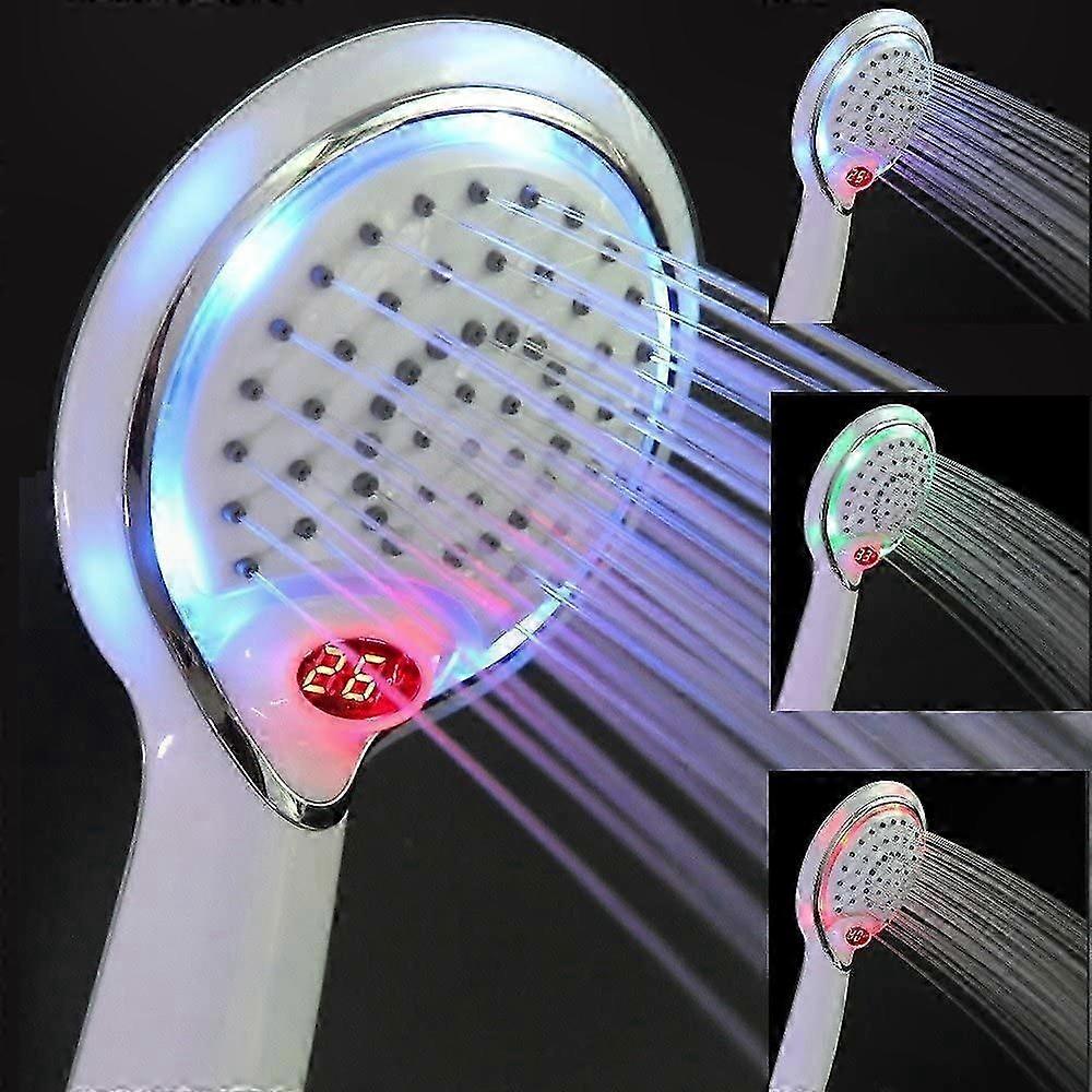 Color-Changing LED Shower Head with Temperature Control and Handheld Design