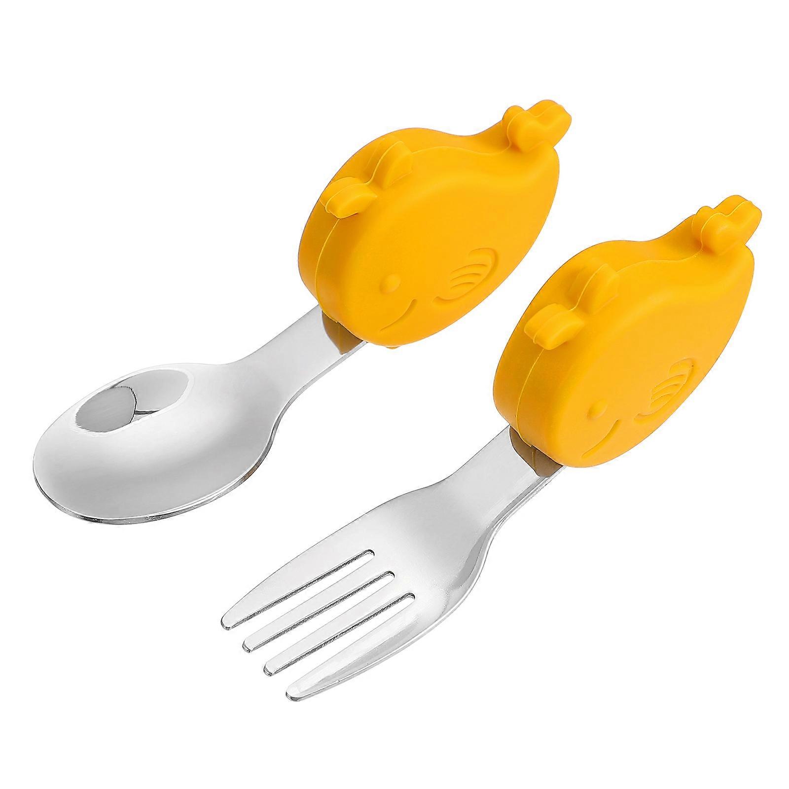 Durable Lightweight Cutlery Set Adorable Spoon and Fork for Safe Weaning and Mealtime Training