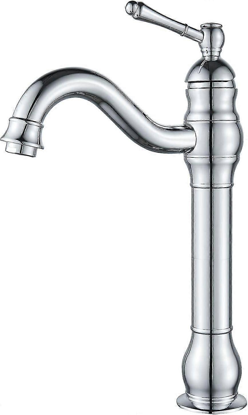 Robinet de lavabo haut pivotant à 360°, poignée unique, robinet de lavabo monotrou, robinet de lavabo à levier, chrome