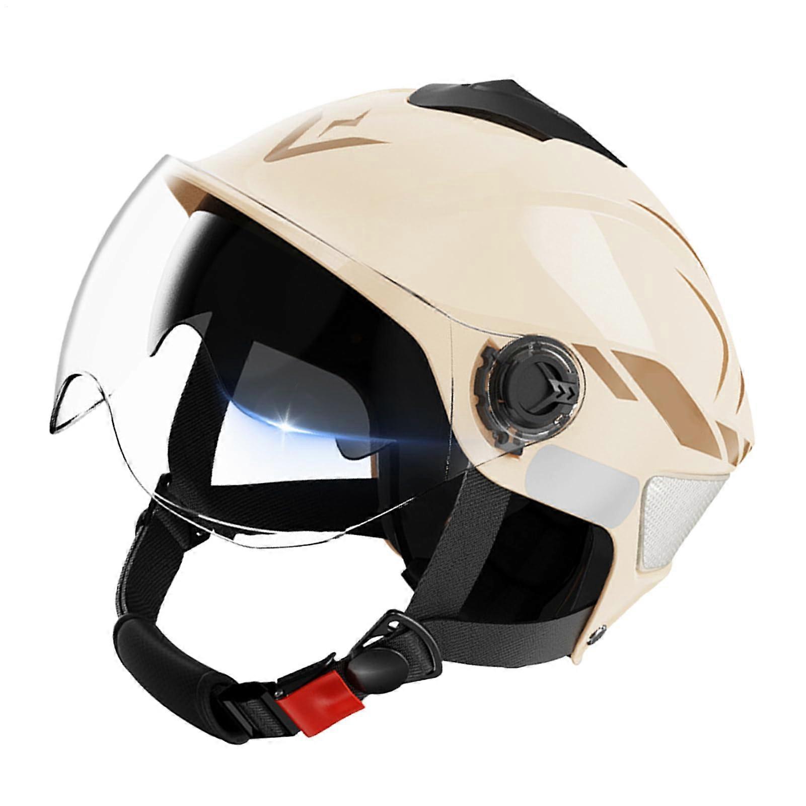 Lightweight Motorcycle Riding Safety Gear, Breathable Inner Padding, Protective Headgear for Youth, Women, Men, Teens, Commuters Creamy