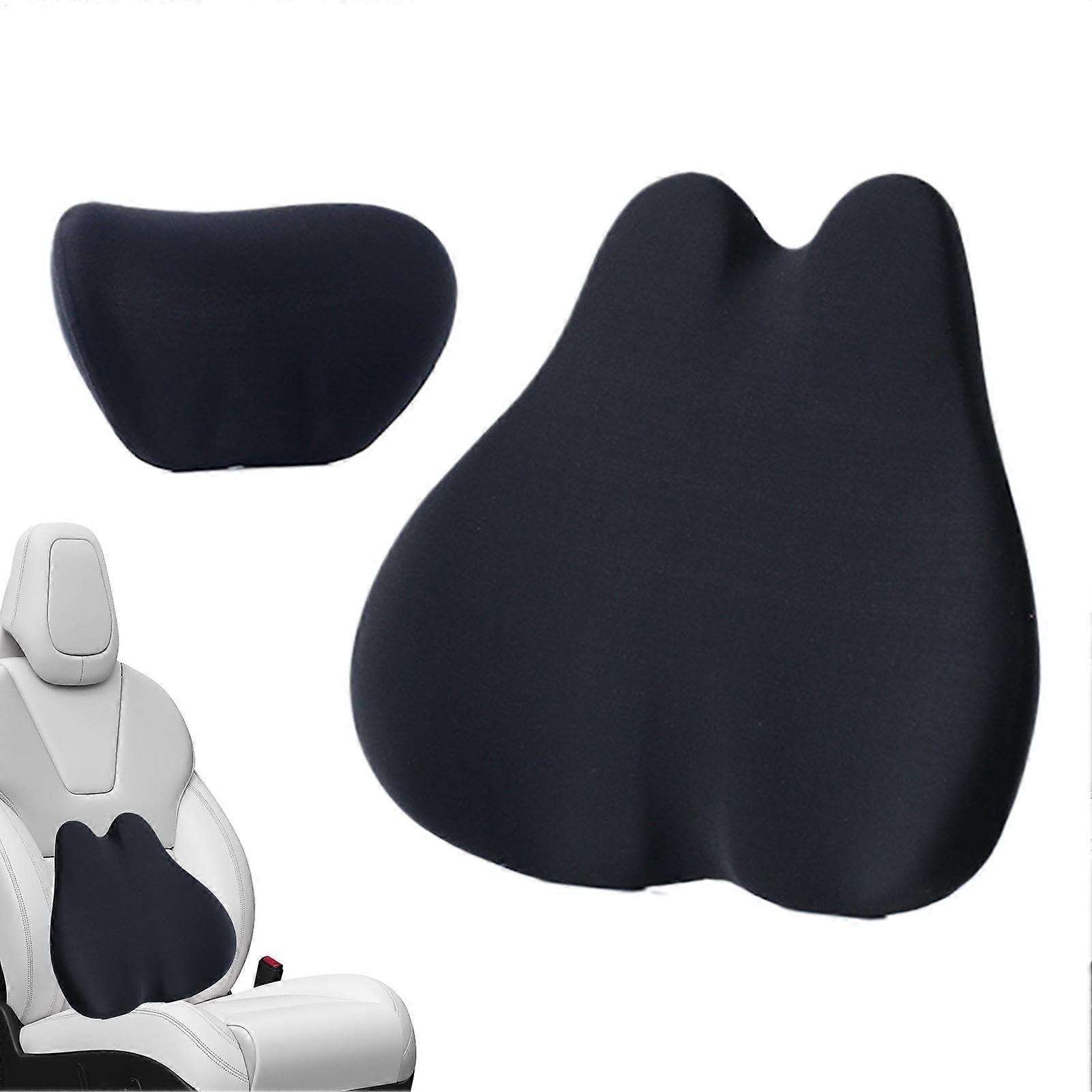 Ergonomic Headrest For Car Seat And Lumbar Pillow For Travel Fatigue Relief Back Pain Black