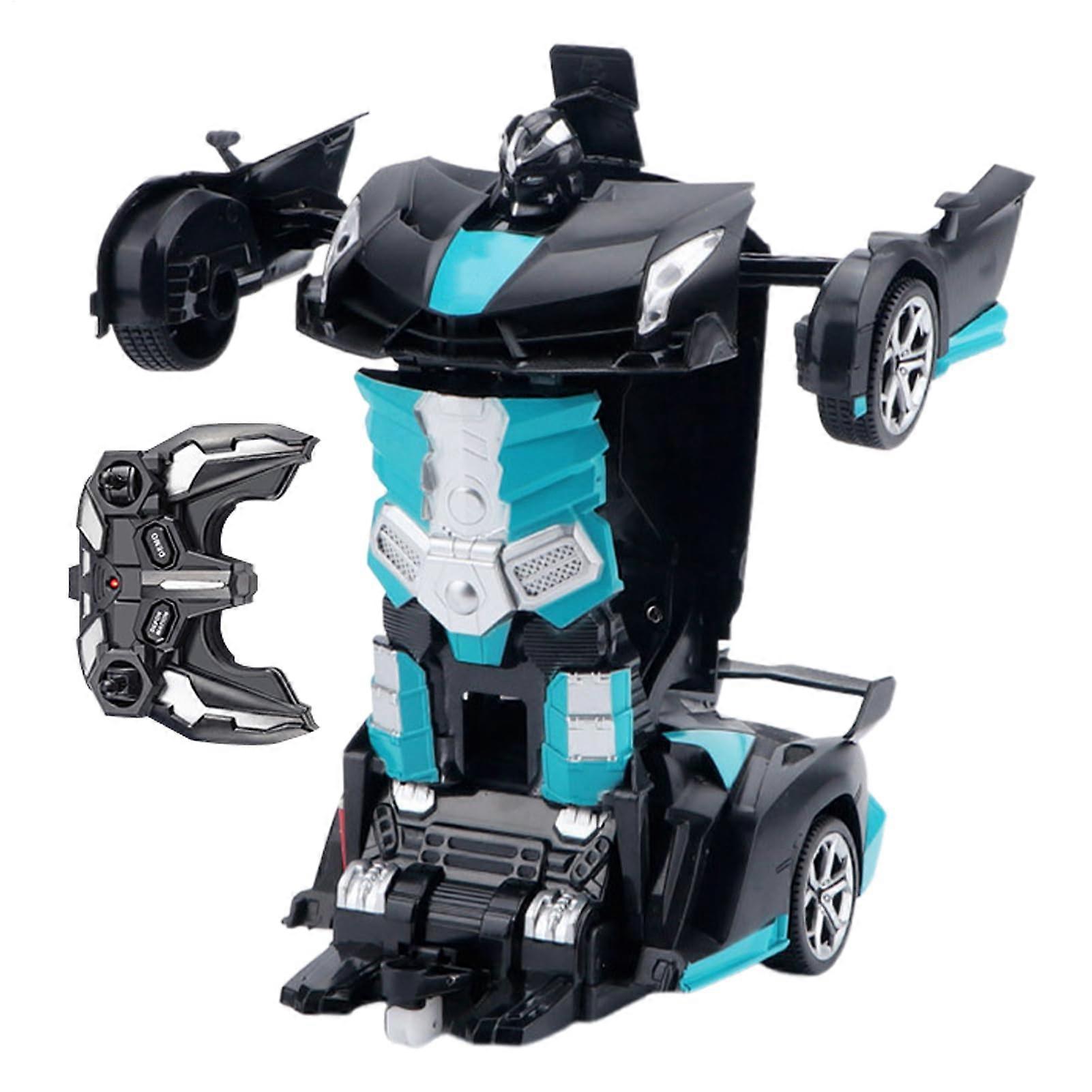 Remote Control Car Rotating Transformable RC Toy With Music Interactive Learning Toy For Indoor Outdoor Play Blue