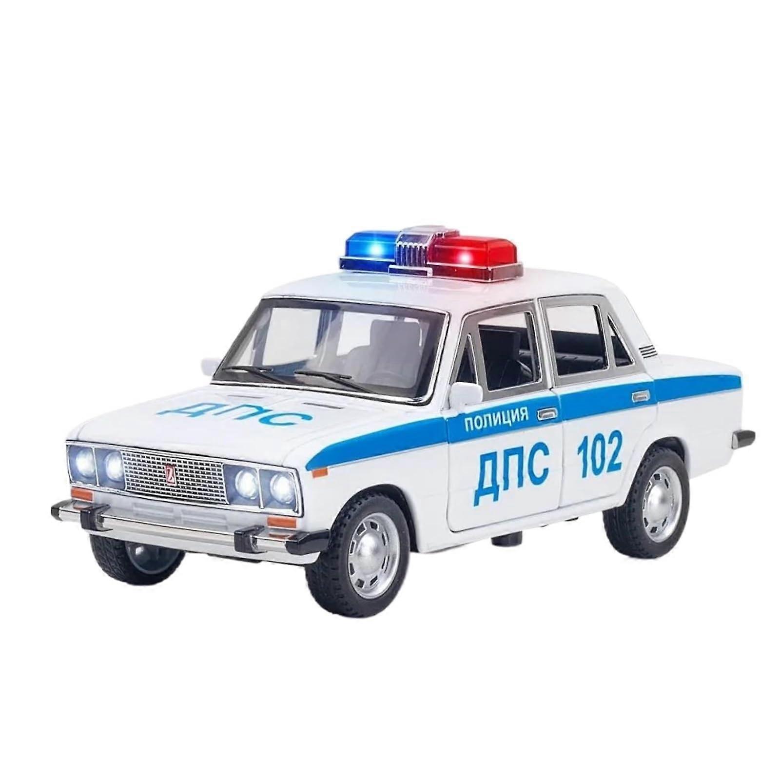 Lada 2106 Police Alloy DieCast Model, PullBack Sound and Light, White