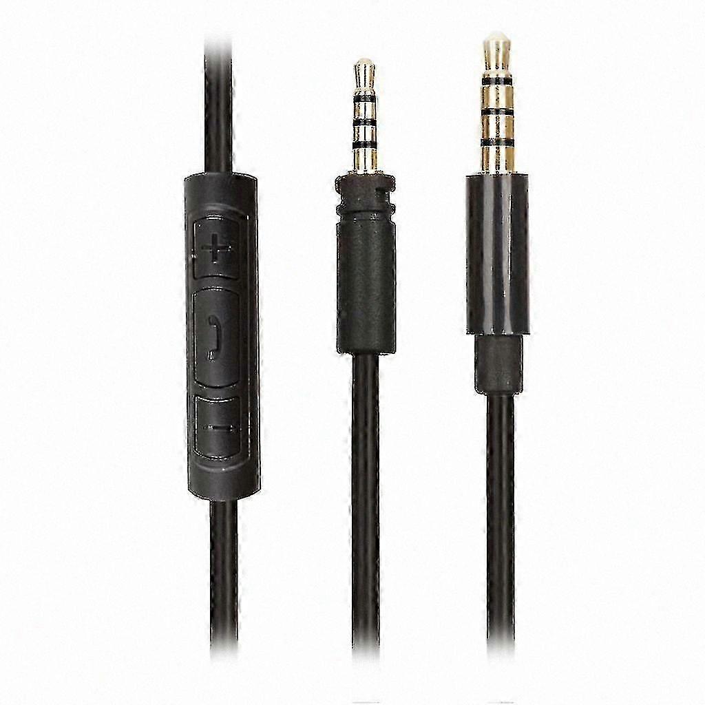 1.8m Replacement Audio Cable with Volume Control and Microphone - Inline Lead - Black