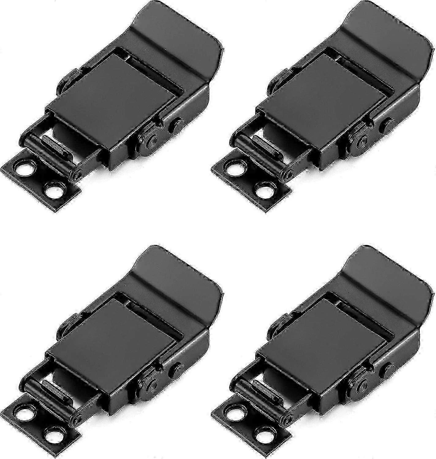 4-Piece Black Stainless Steel Toggle Latch & Spring Clasp Set for Secure Case Boxes and Storage Containers