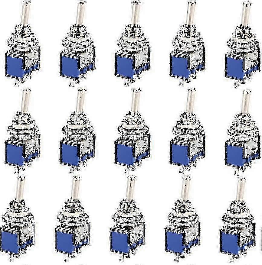 Mini Toggle Switch 3Pole 2Pos SPDT On-Off 15P AC125V 6A Blue for Auto Applications