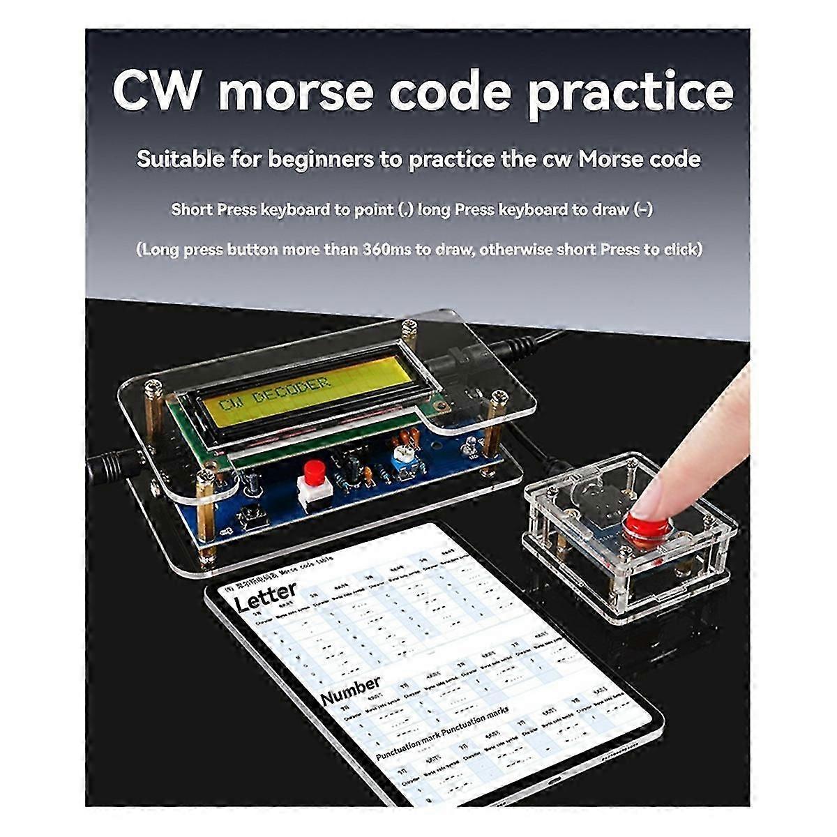 CW Trainer Formation au code Morse Composants du décodeur de code Morse Kit de composants électroniques DIY US PLUG A
