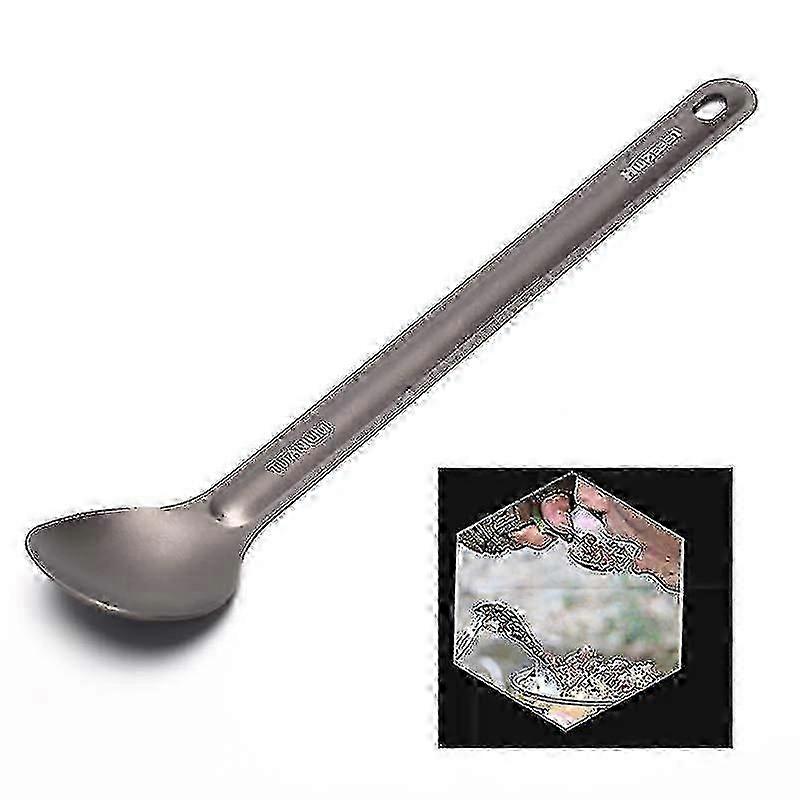 1pc Titanium Spoon Long Handle Spoon Outdoor Camping Tableware