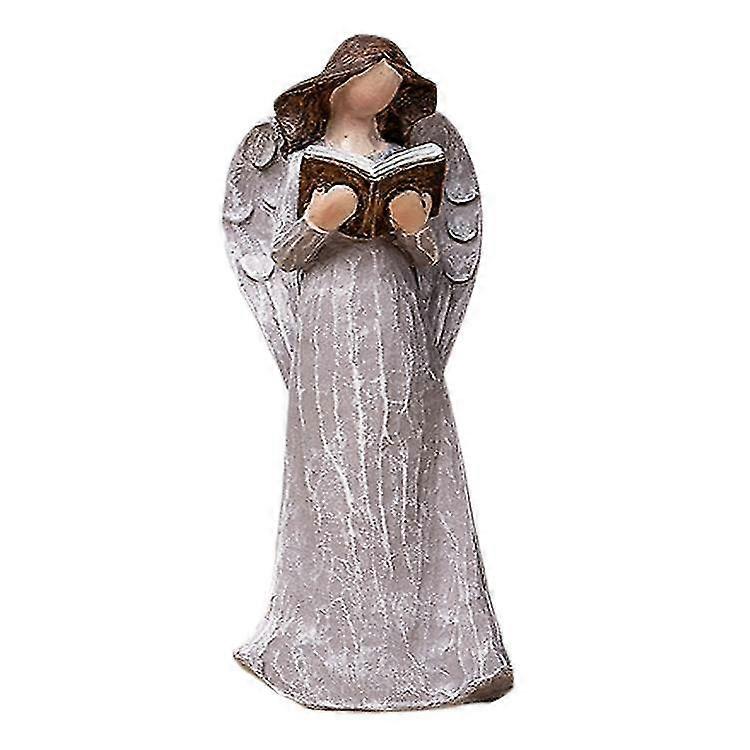 Light luxury soft-installed desktop porch TV cabinet coffee table home wine cabinet ornaments angel resin gray reading angel,QINWEI-755