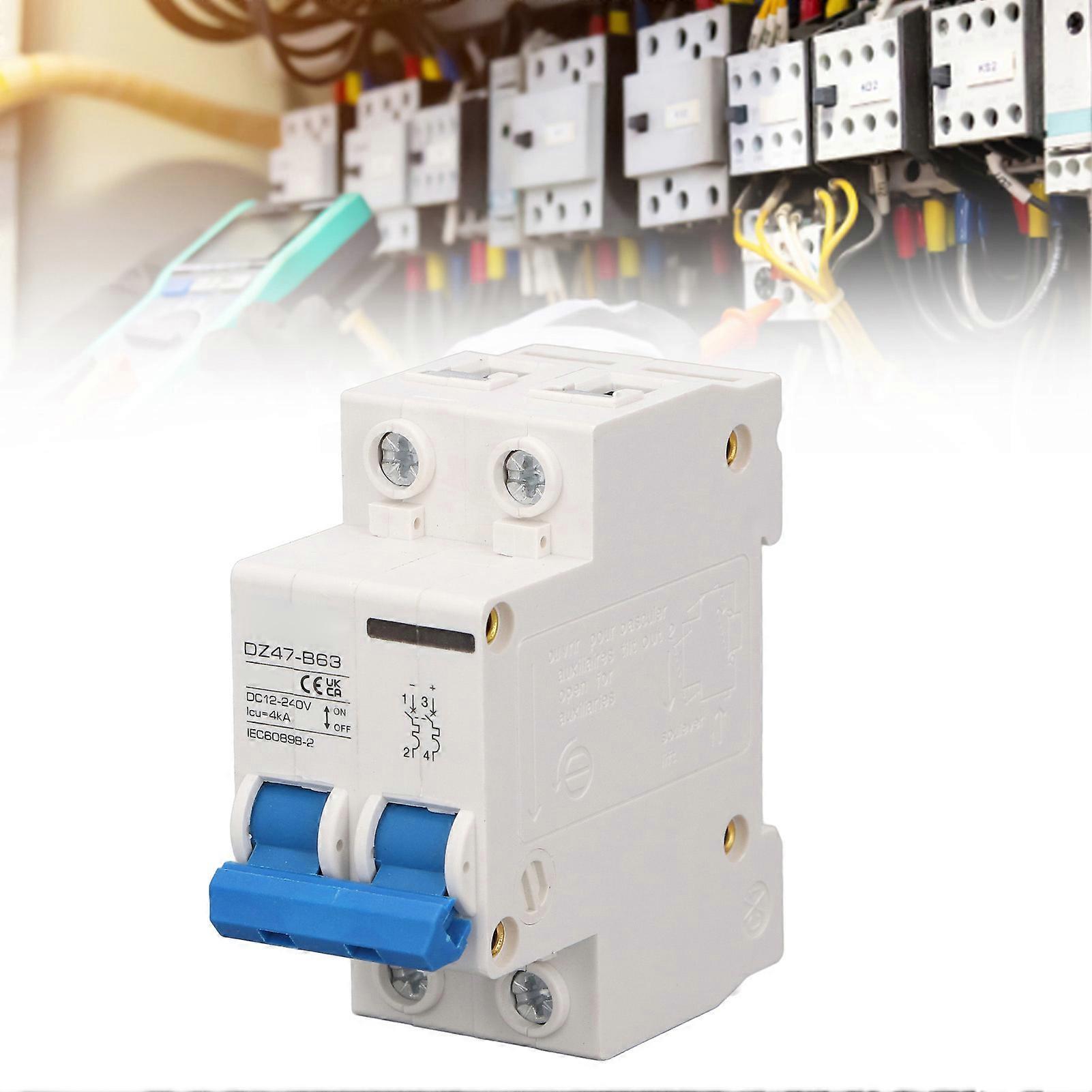 2P Photovoltaic DC Circuit Breaker High Sensitivity Overload Protection Switch DC12‑240V 4KA 63A 
