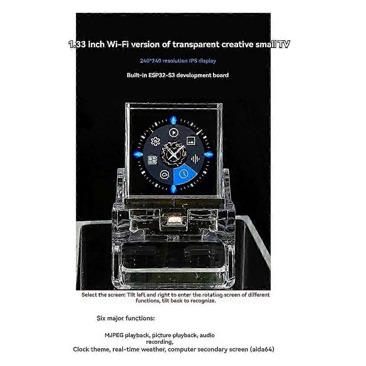 33-inch Semi-Transparent Projection TV with WIFI, Temperature, Humidity, Weather Display and ESP32-S3 Aida64 Sub-Screen