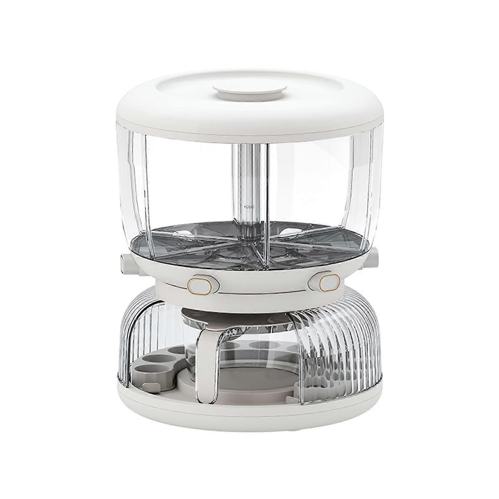 6Grid Grain Dispenser 360 Degree Rotating Rice Dispenser With Measuring Cup GreyWhite Grains Beans Rice Storage