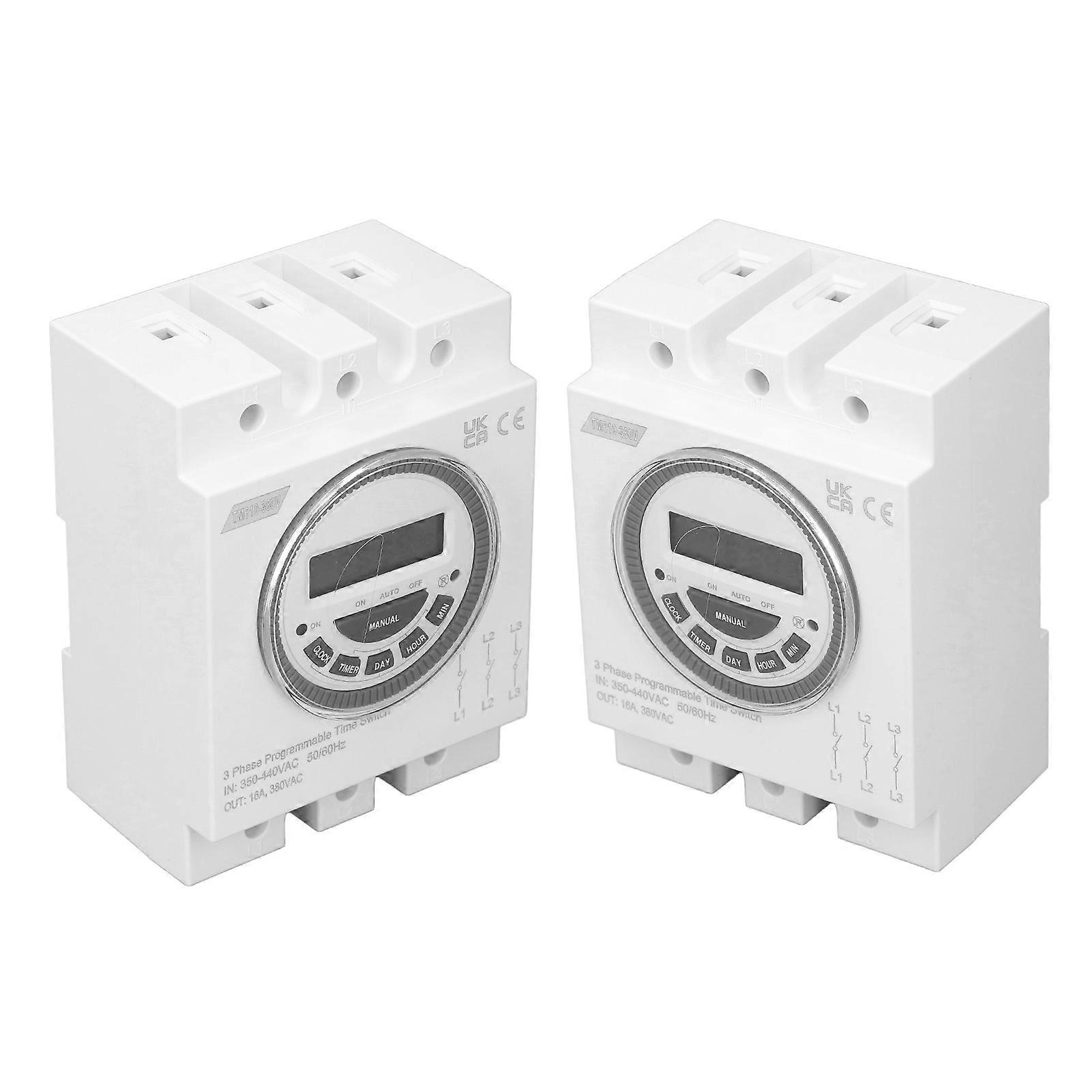Timer Switch 3 Phase 7 Days 24 Hours Programmable 18 On Off Settings Time Control Switch for Water Pump 16A 