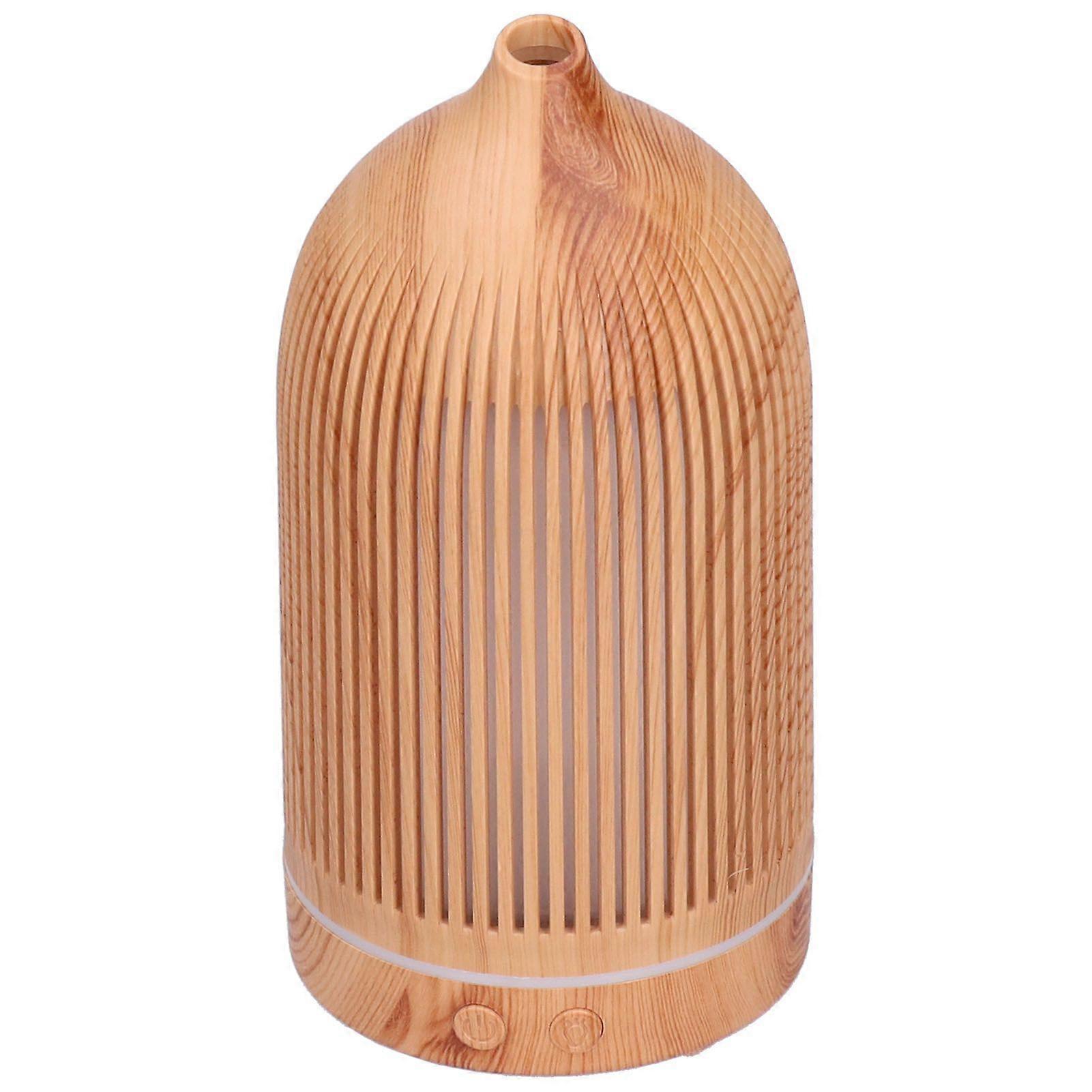 200ml Mini Hollow Humidifier with Night Light, USB Powered Aroma Diffuser, 5V, Light Wood Grain