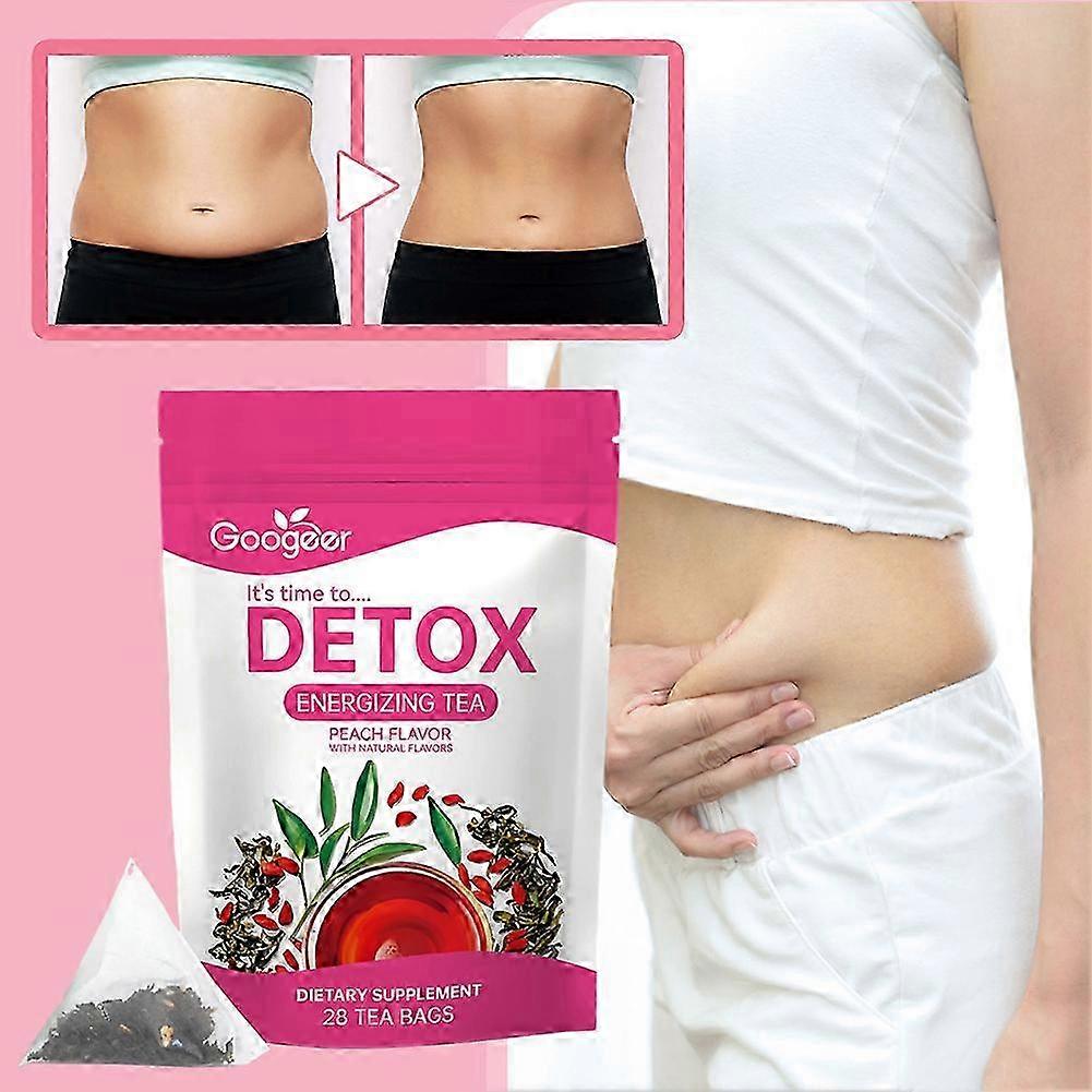 Detox Tea for Weight Loss - Slimming Herbal Tea with Dandelion & Ginseng for Digestive Health, Flat Belly & Cleanse - Peach Flavor