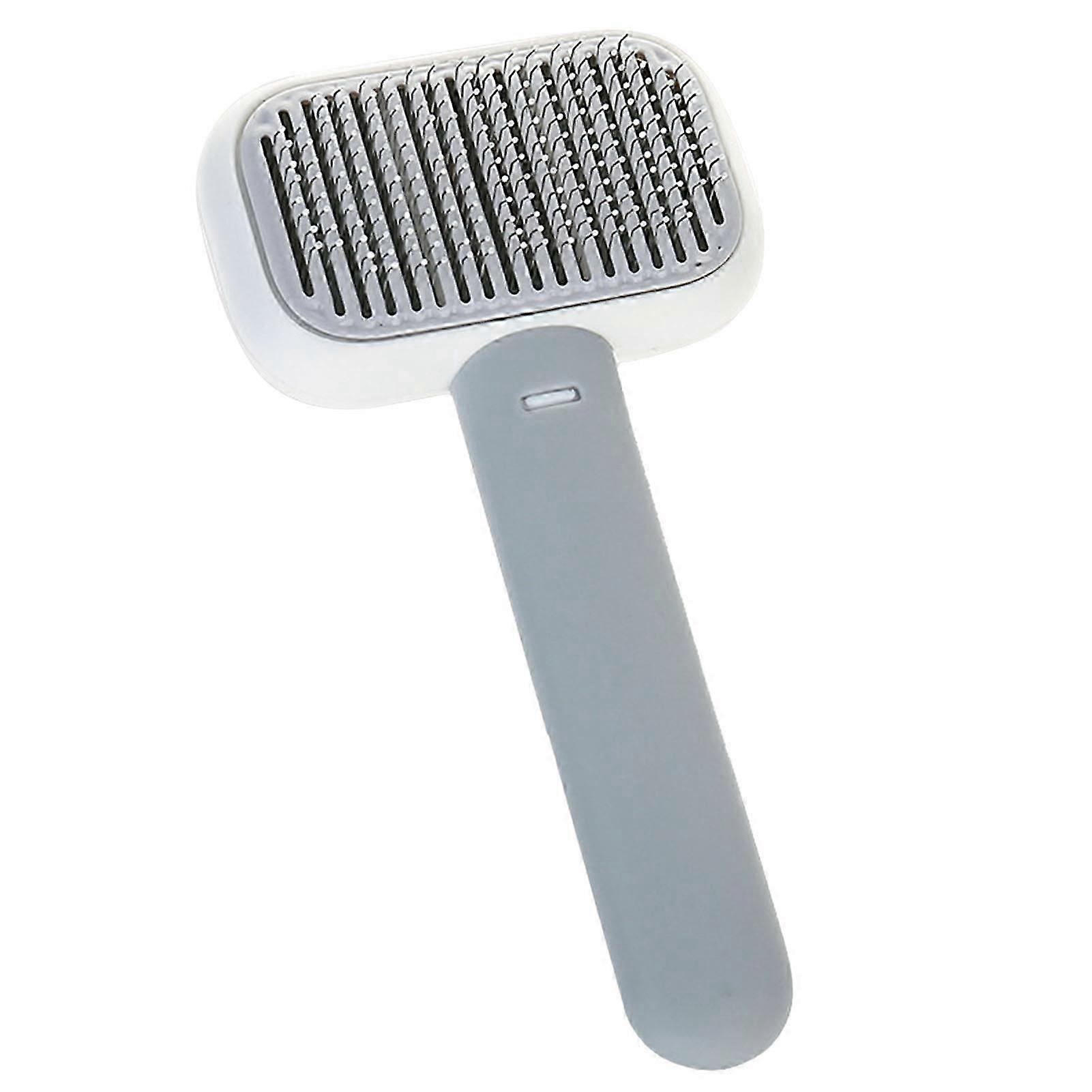 Pet Self Cleaning Slicker Brush Universal Remove Floating Hair Massage Cat Grooming Brush for Cats Dogs Gray White