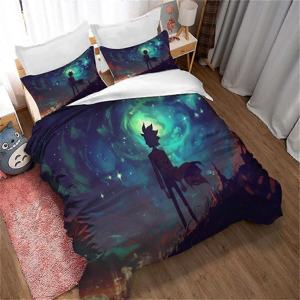 Coton Pure Rick Sanchez jupe de lit ensemble épaissi drap de lit housse de couette 3PC literie 140x200cm