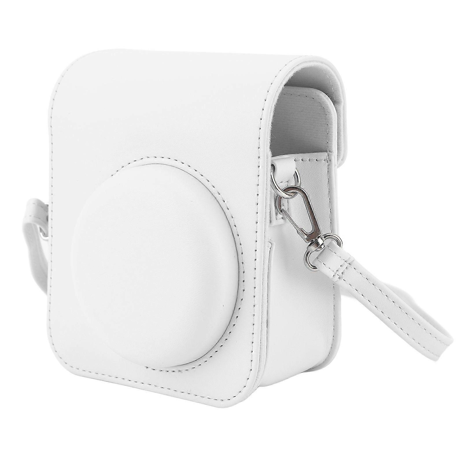 Mini Instant Camera Protective Bag PU Camera Case With Adjustable Shoulder Strap For Fujifilm Instax Mini 12 Camera White