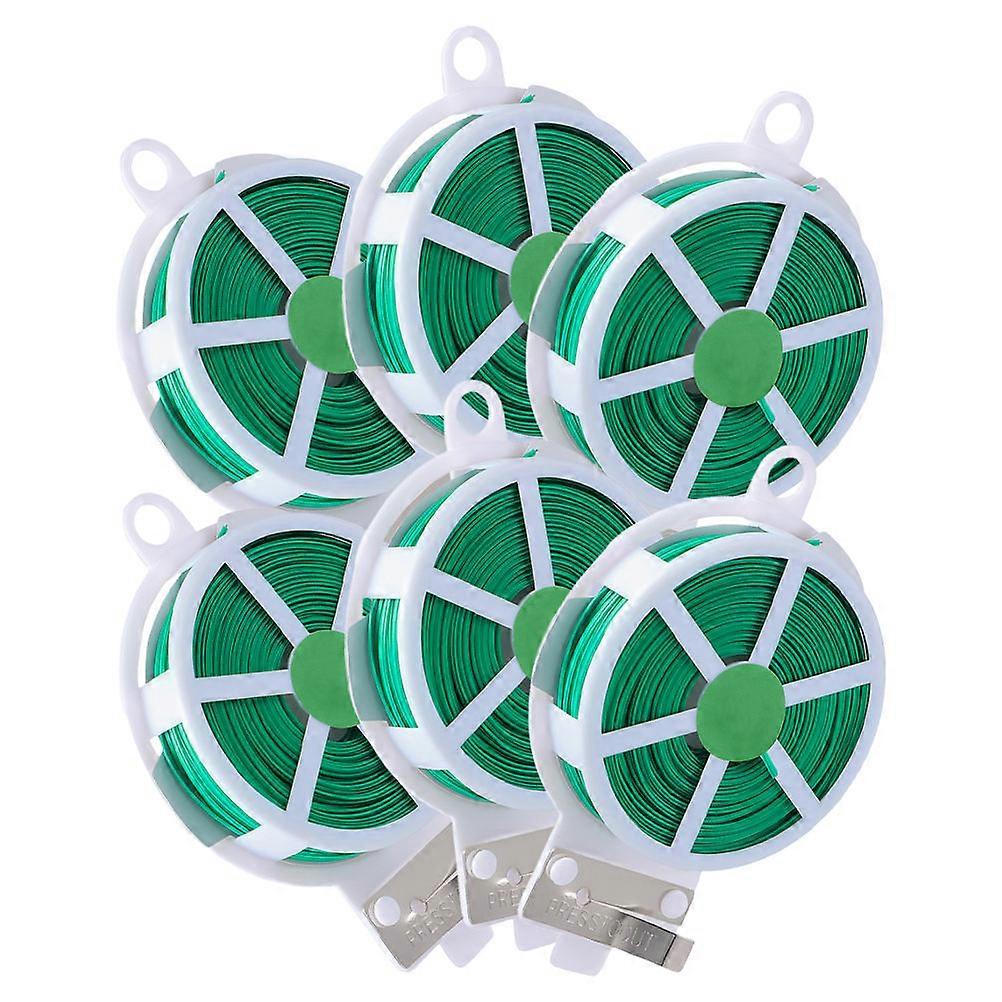 Garden Fixing Tie Vine Plants Fixing Cable Gardening Accessory Green Iron Pvc Material for 6 Rolls